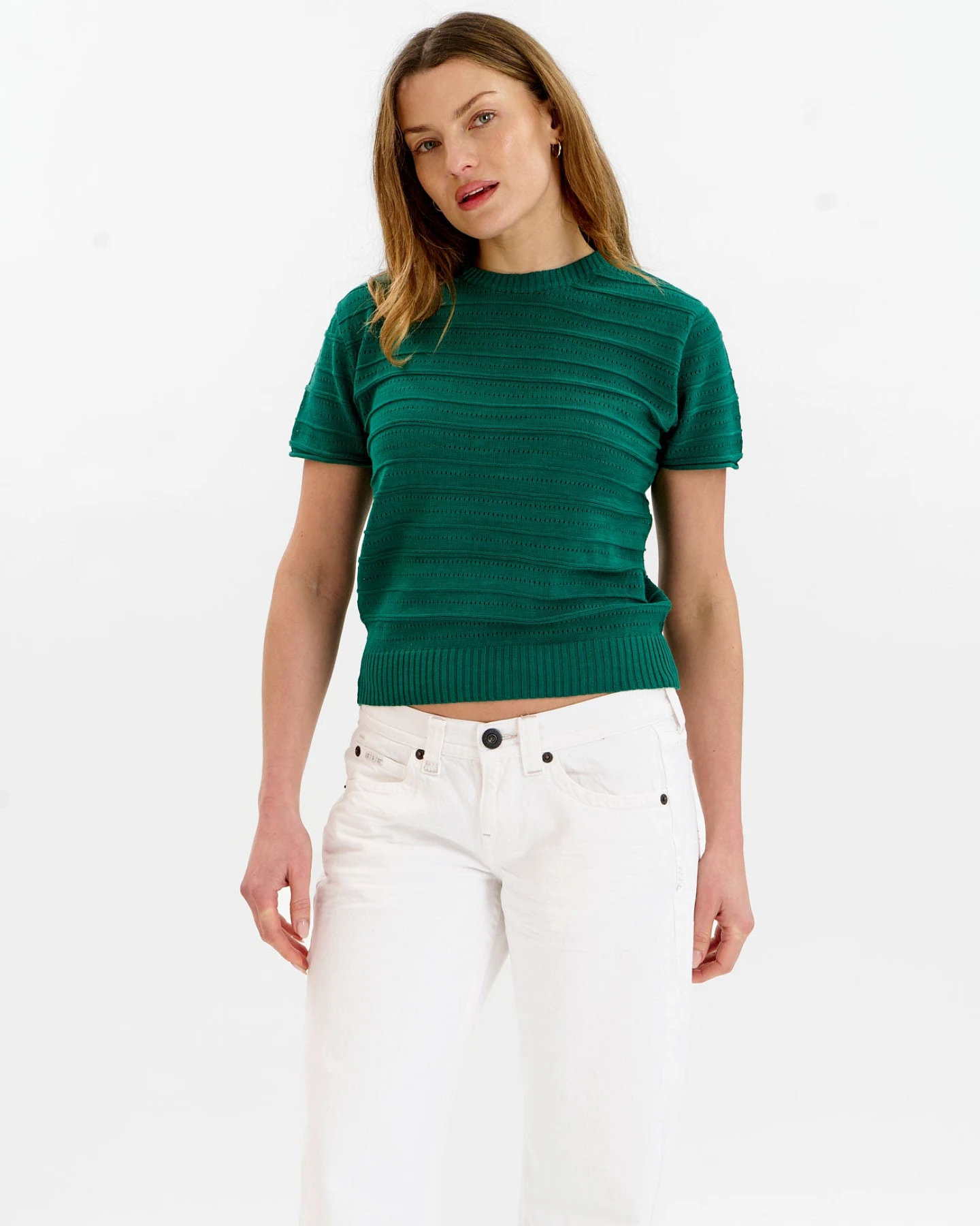 KOMODO Damen vegan Strick-T-Shirt Posey Grün – Ansicht 2