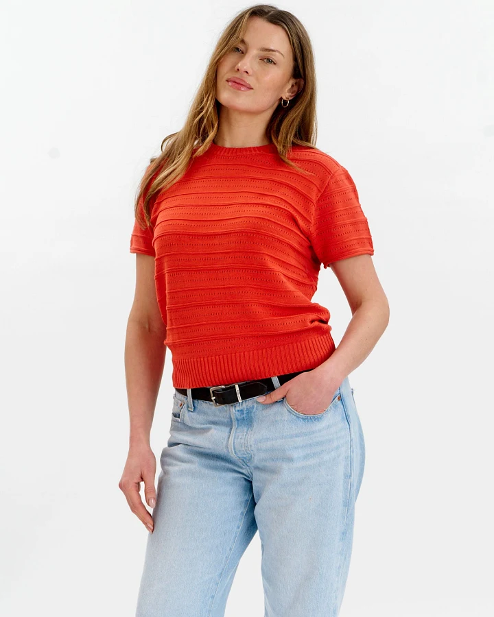 KOMODO Damen vegan Strick-T-Shirt Posey Rot