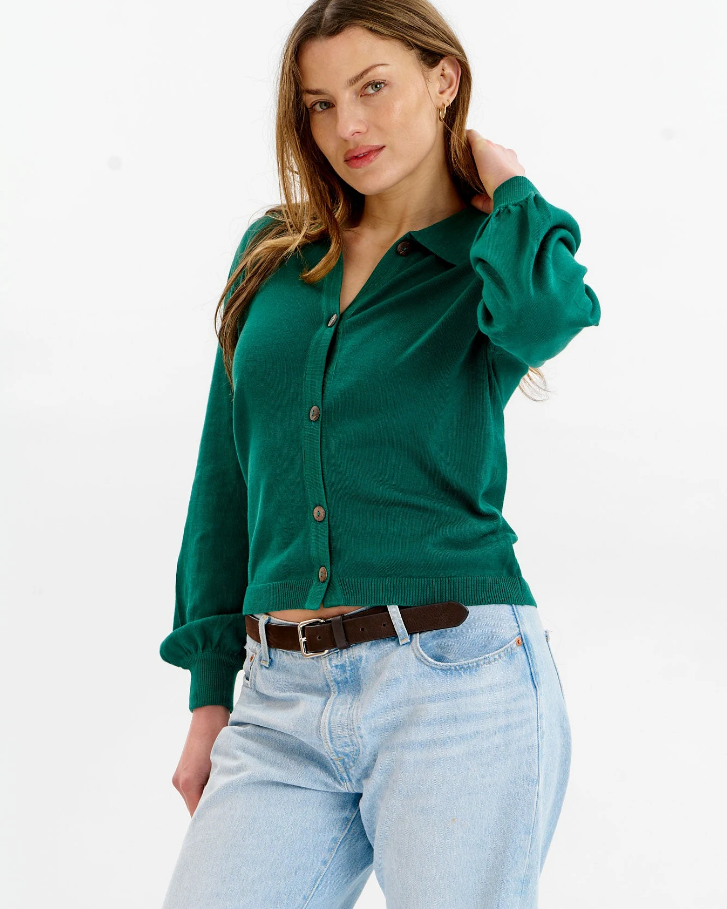 KOMODO Damen vegan Strickjacke Nani Grün – Ansicht 2