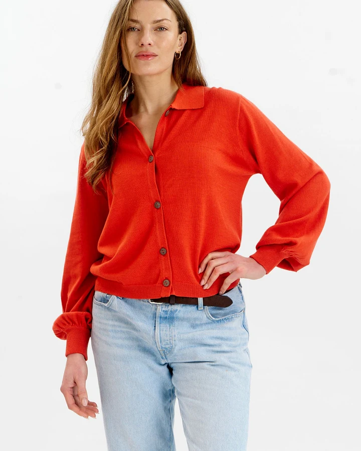 KOMODO Damen vegan Strickjacke Nani Rot