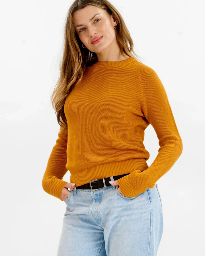 KOMODO Damen vegan Pullover Damen Nebel Senfgelb