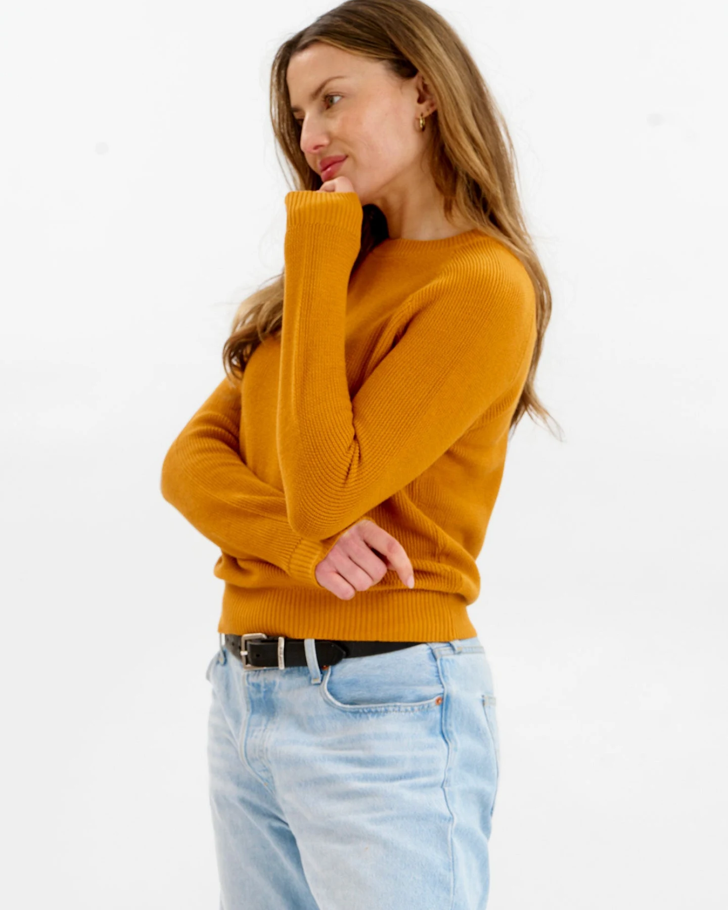 KOMODO Damen vegan Pullover Damen Nebel Senfgelb – Ansicht 2