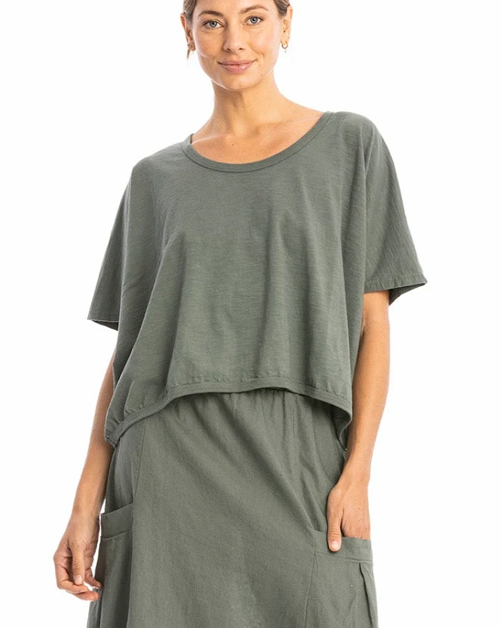 RAVENS VIEW IBIZA Damen vegan Top Square Olivgrün