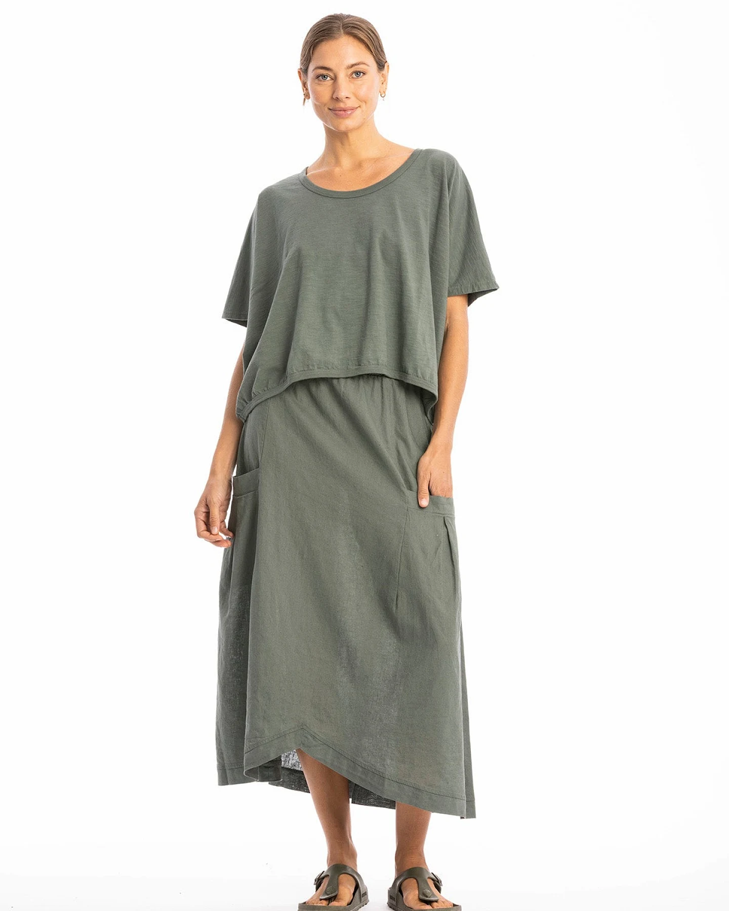 RAVENS VIEW IBIZA Damen vegan Top Square Olivgrün – Ansicht 2