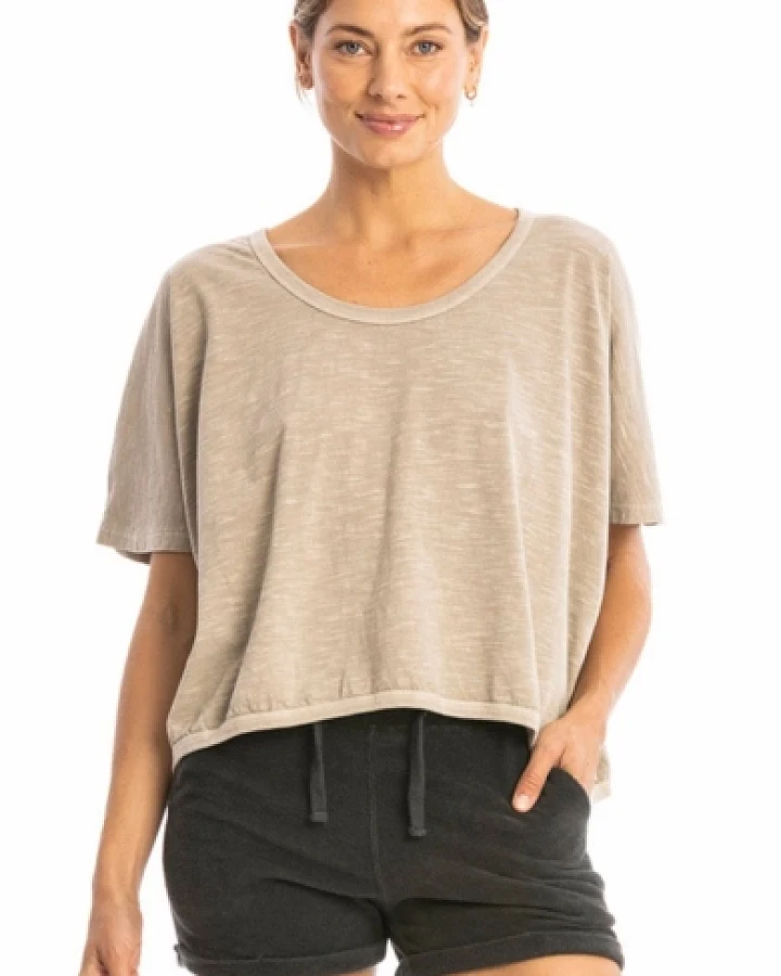 RAVENS VIEW IBIZA Damen vegan Top Square Ash Stone