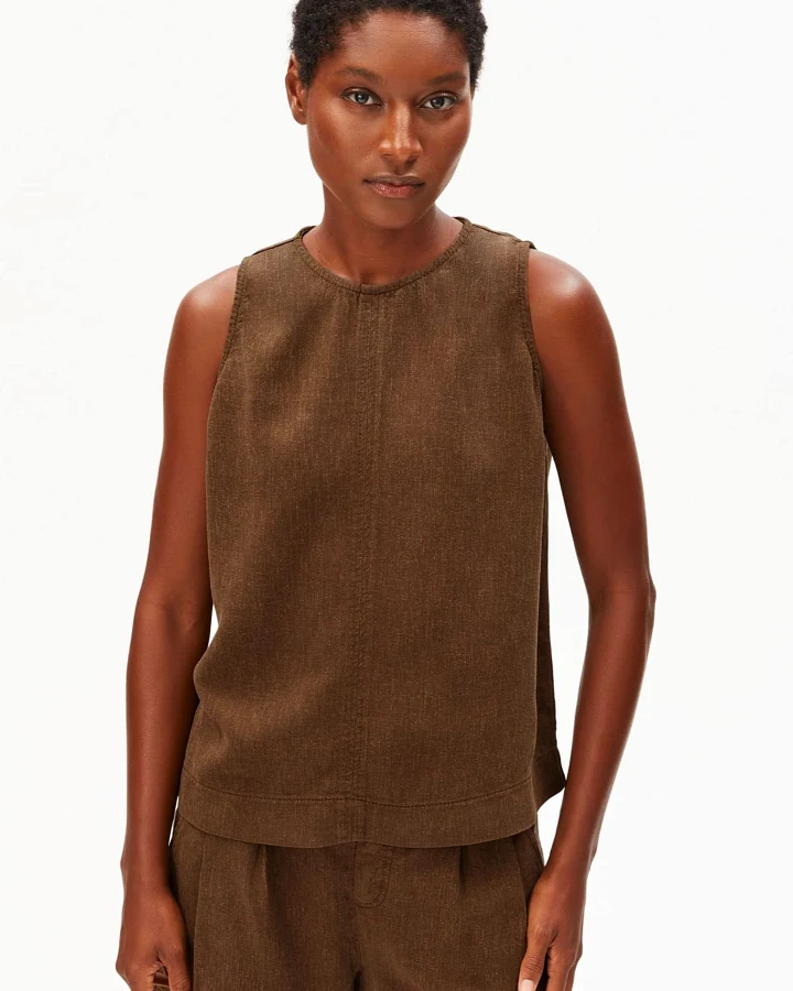 ARMEDANGELS Damen vegan Top Blend Gmt Dye Brown