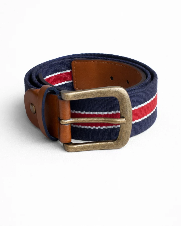 Solari Milano Herren vegan Gürtel Brera Dunkelblau/ Rot/ Weiß
