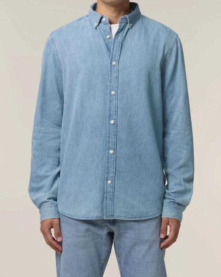 UNIPOLAR Herren vegan Denim Shirt Dening Light Wash