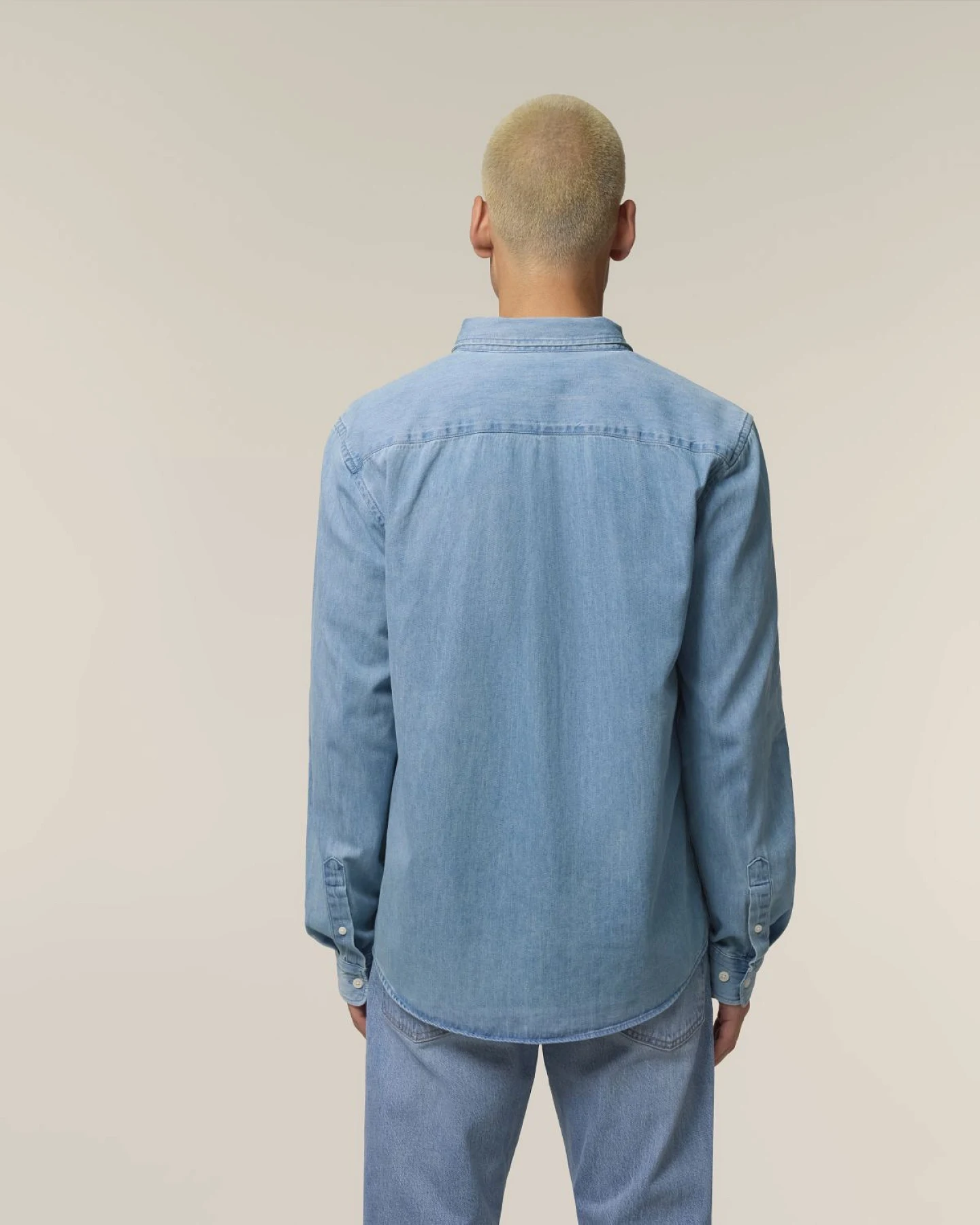UNIPOLAR Herren vegan Denim Shirt Dening Light Wash – Ansicht 2