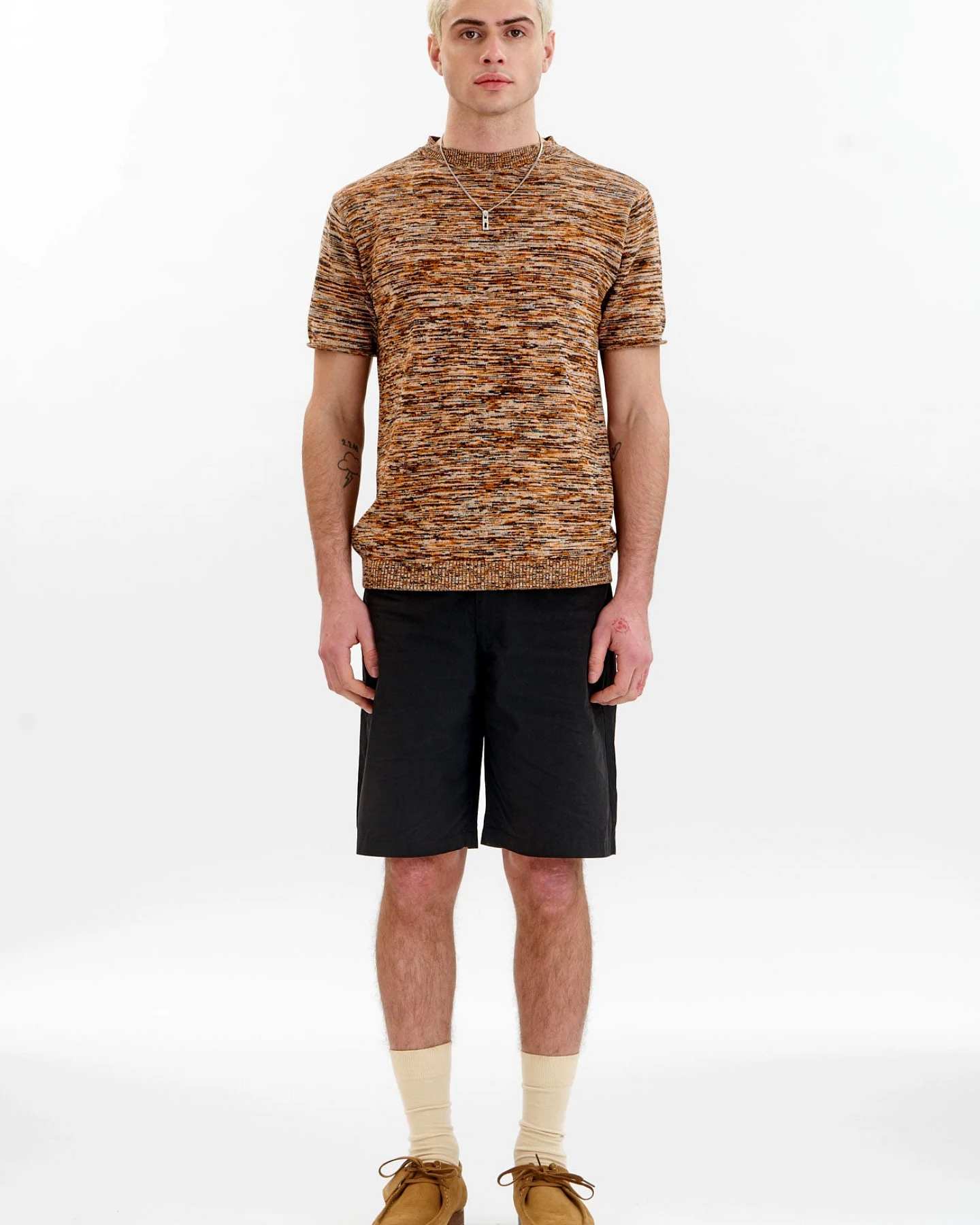 KOMODO Herren vegan T-Shirt Kai Knit Schwarz/ Orange – Ansicht 2