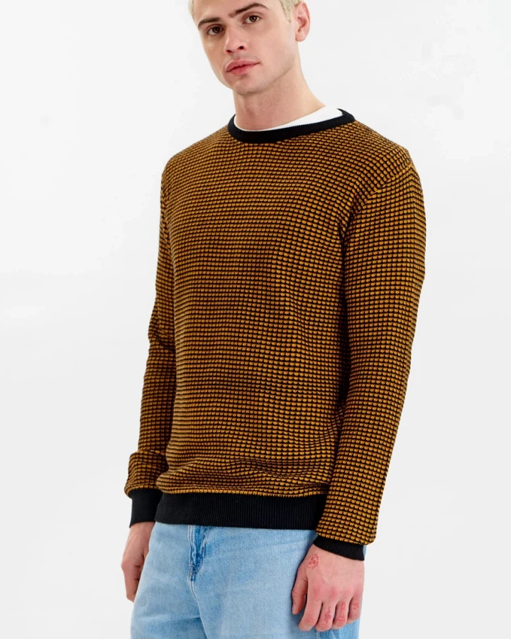 KOMODO Herren vegan Pullover Hasan Schwarz/ Gelb