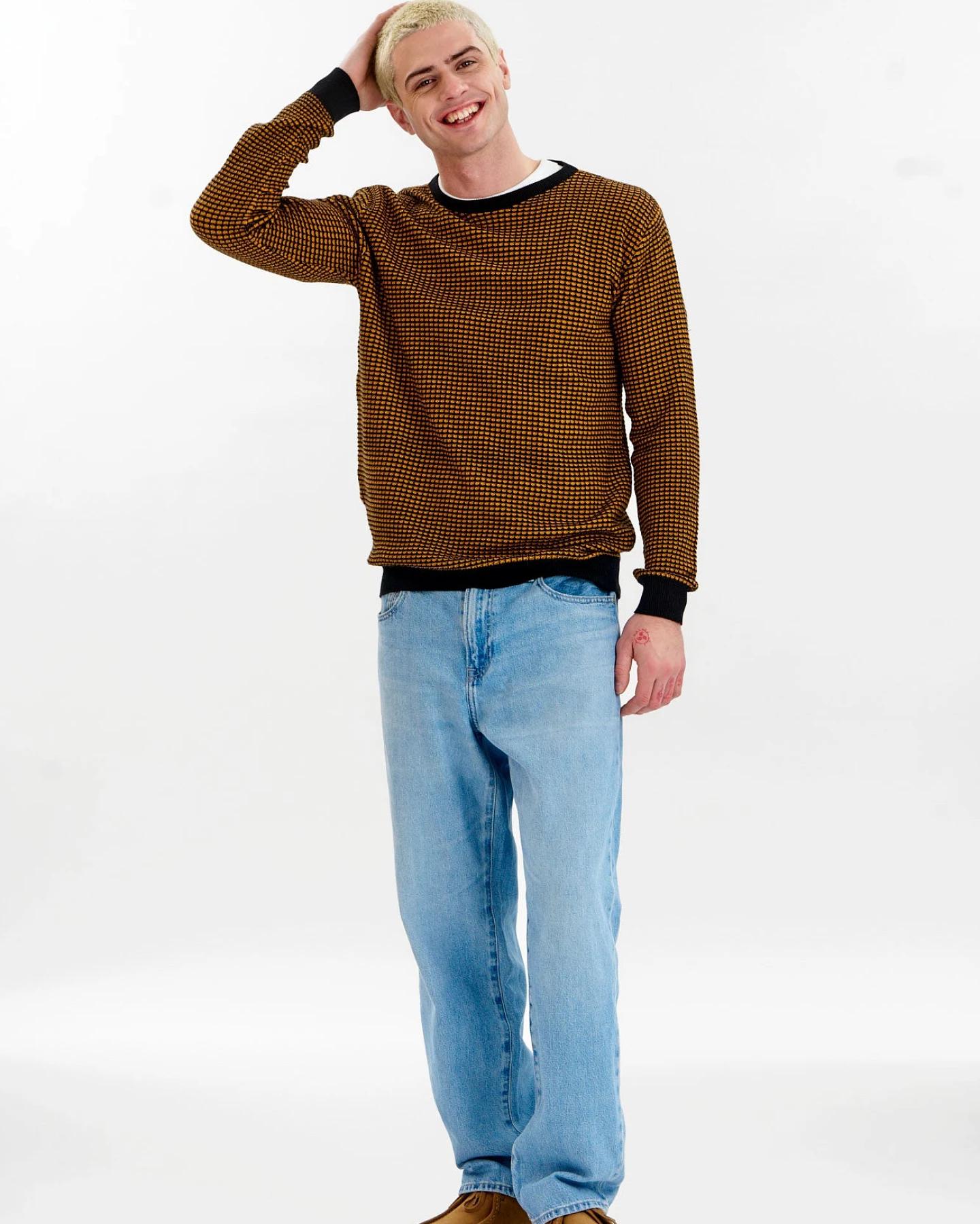 KOMODO Herren vegan Pullover Hasan Schwarz/ Gelb – Ansicht 2