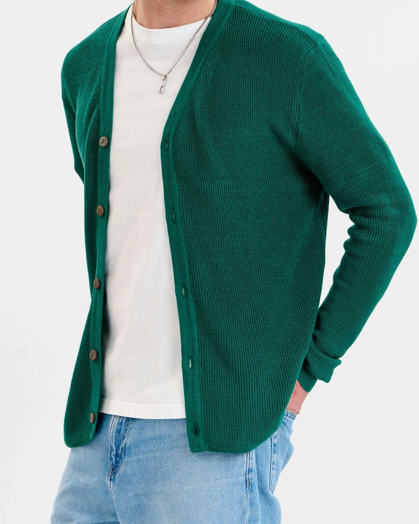 KOMODO Herren vegan Strickjacke Lucas Grün – Ansicht 2