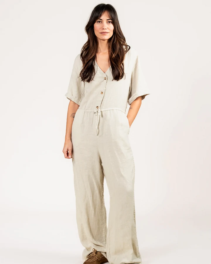Kuyichi Damen vegan Jumpsuit Sammie Einfarbig Haferflocken