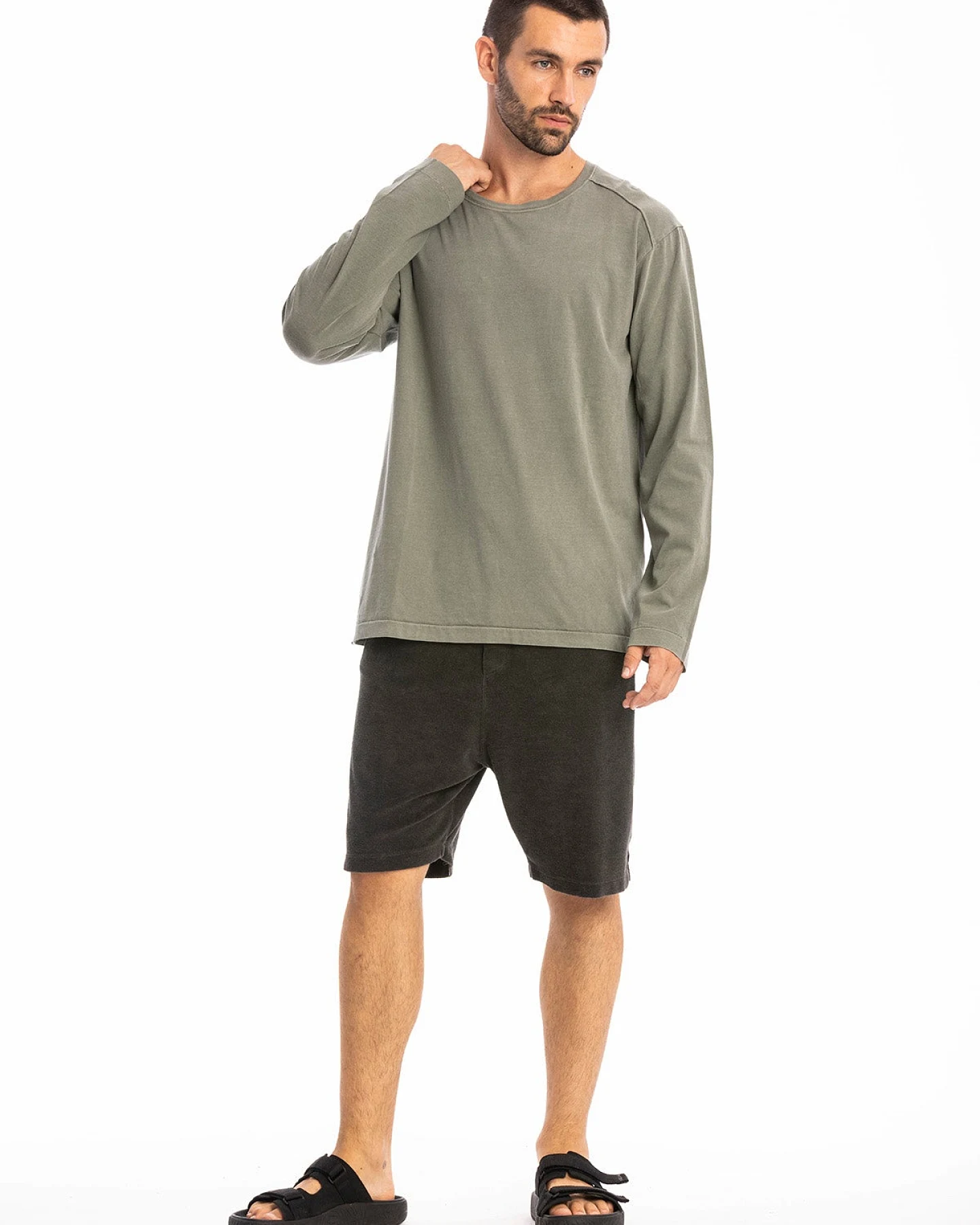 RAVENS VIEW IBIZA Herren vegan T-Shirt Terra Ls Dust Olive – Ansicht 2