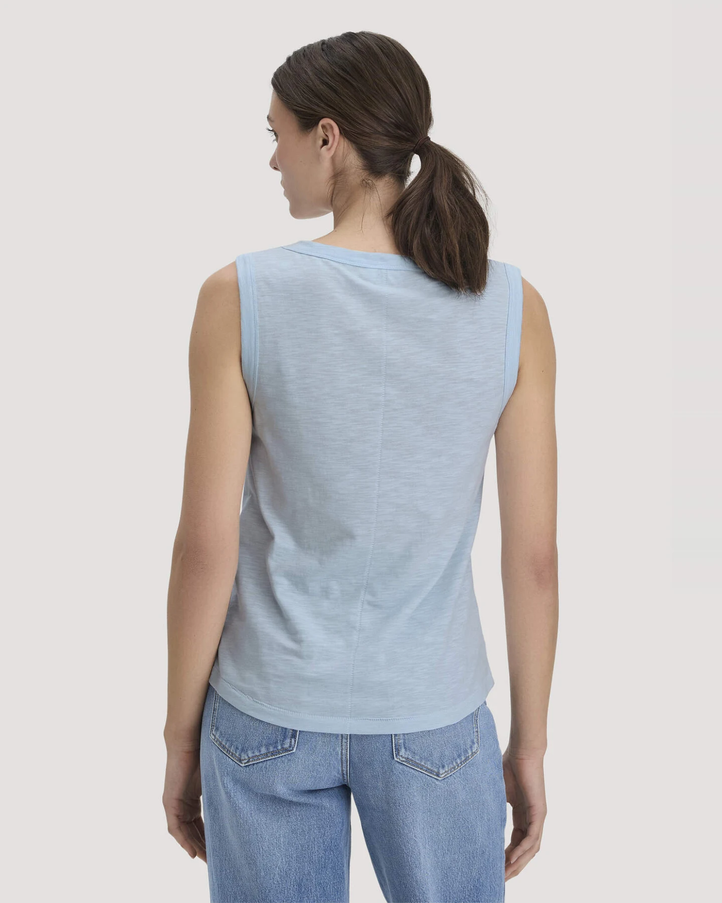 hessnatur Damen Light Slub Jersey Top Regular aus Bio-Baumwolle - blau - Größe 34 – Ansicht 3