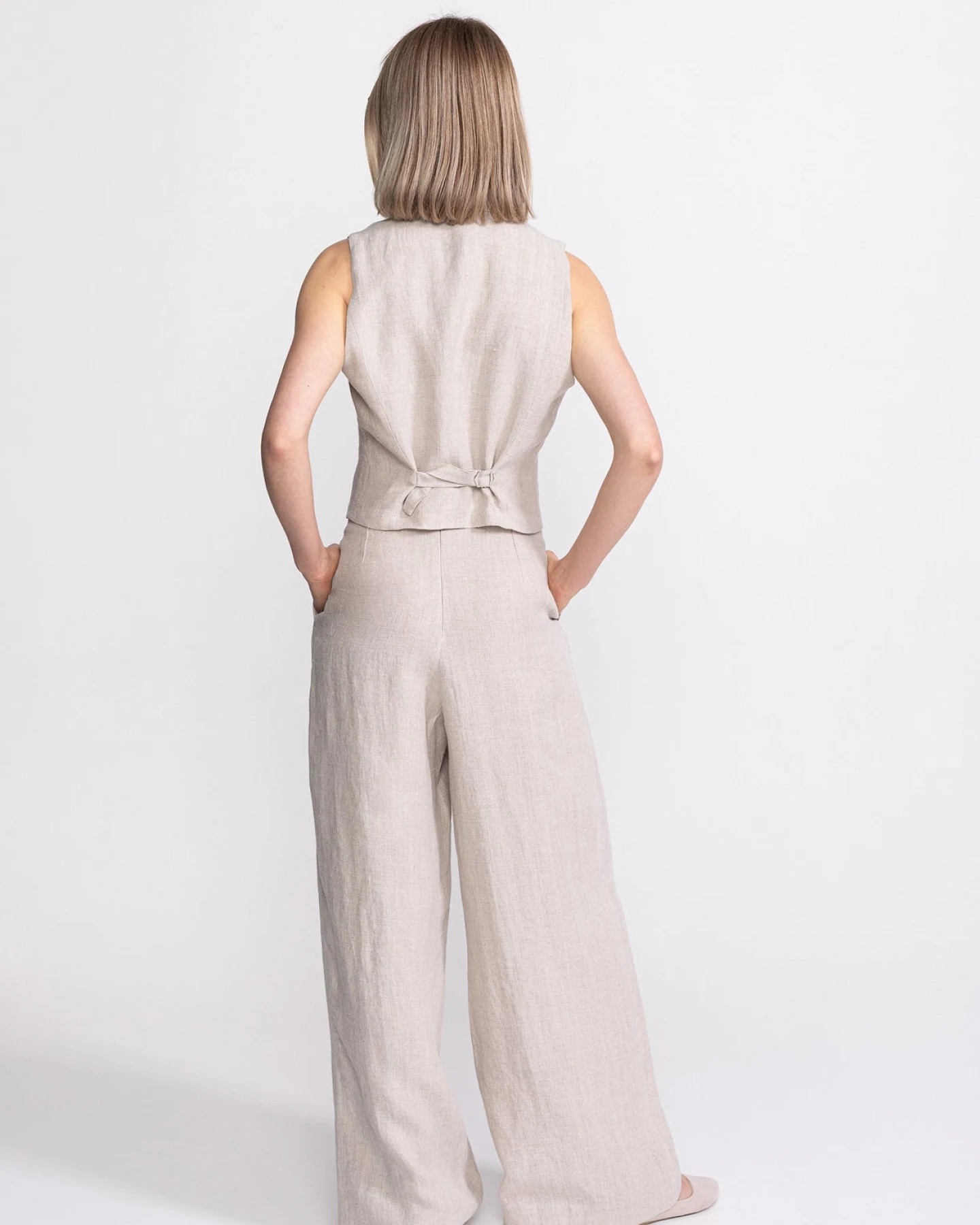 De IONESCU Damen vegan Hose High Waist Deva Natural – Ansicht 2