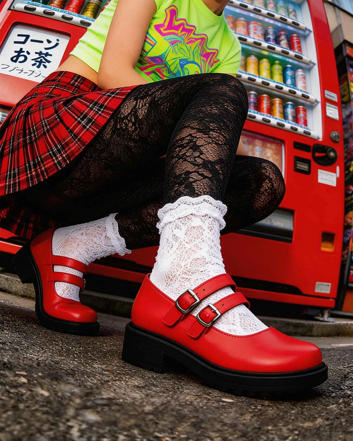 BOHEMA Damen vegan Ballerinas Mary Jane Twin Rot – Ansicht 2