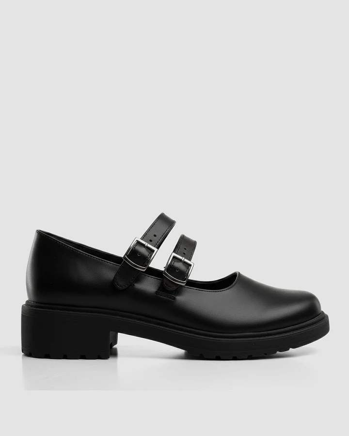 BOHEMA Damen vegan Ballerinas Mary Jane Twin Schwarz