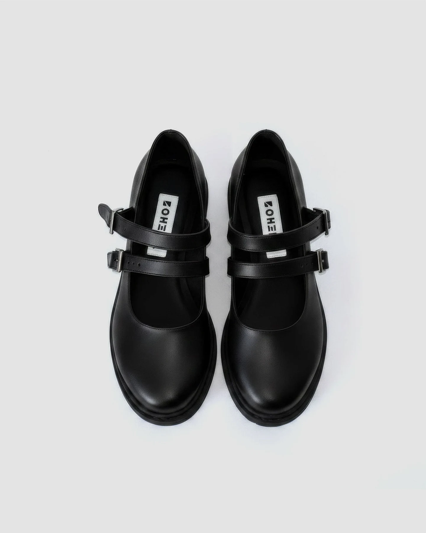 BOHEMA Damen vegan Ballerinas Mary Jane Twin Schwarz – Ansicht 2