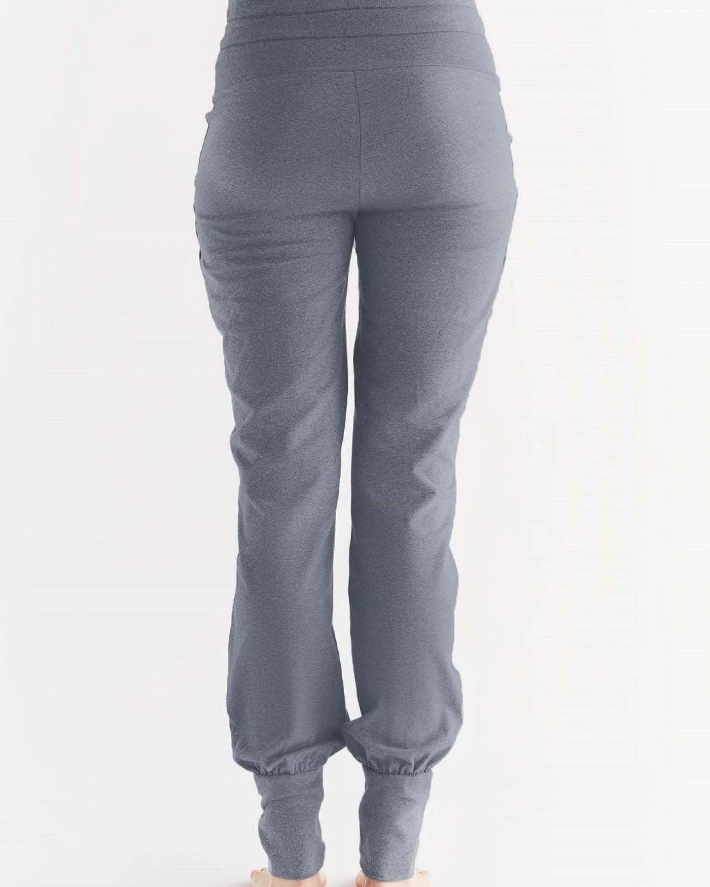 Leela Cotton Damen vegan Yogahose Mit Umgeschlagenem Bund Marineblau Melange – Ansicht 2