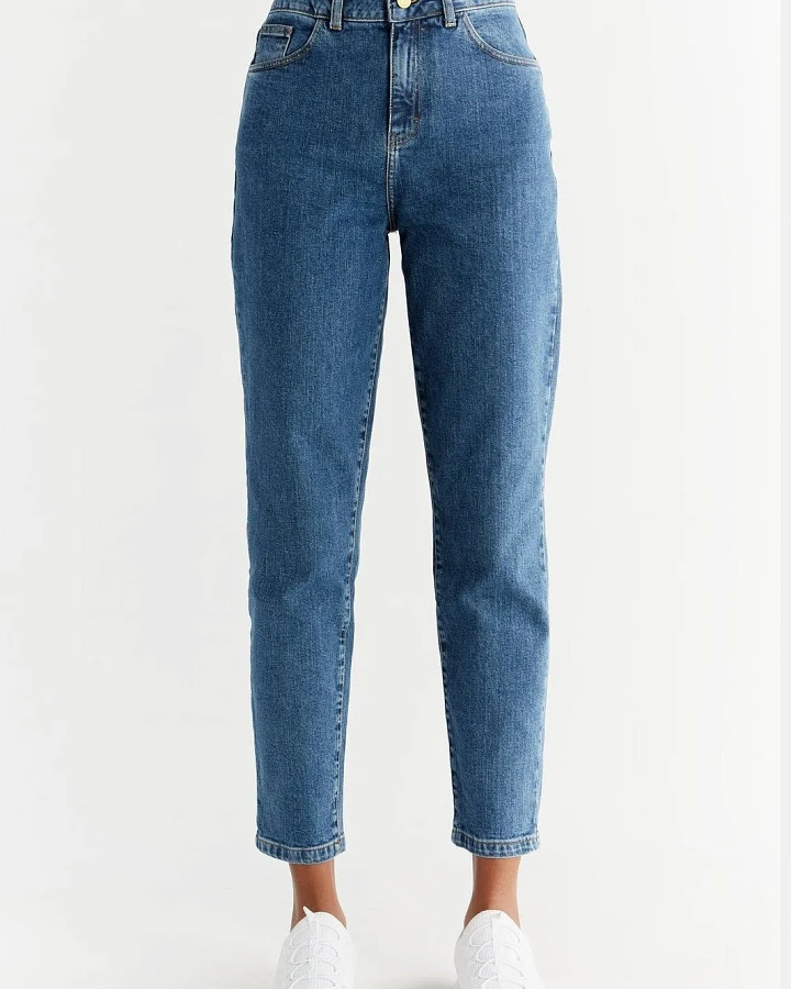 Evermind Damen vegan Jeans Mom Fit Lapis Blau