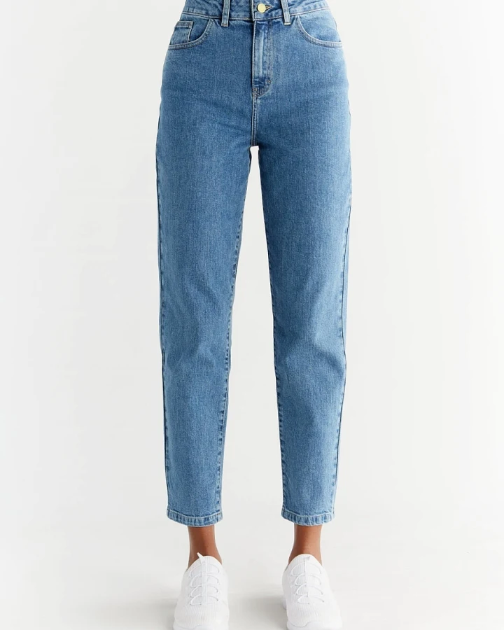 Evermind Damen vegan Jeans Mom Fit Day Himmelblau