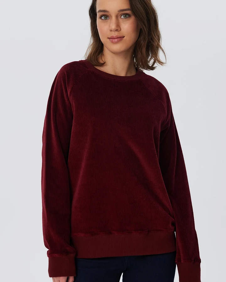 Leela Cotton Damen vegan Sweatshirt Corduroy Bordeaux