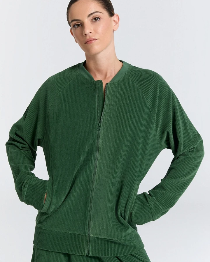 Leela Cotton Herren vegan Jacke Baseball Pine Needle Grün