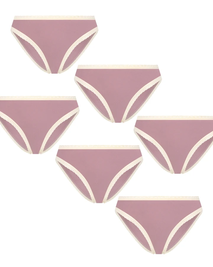 Albero Natur Damen vegan Multipack 6x Slips Mit Spitze Flieder