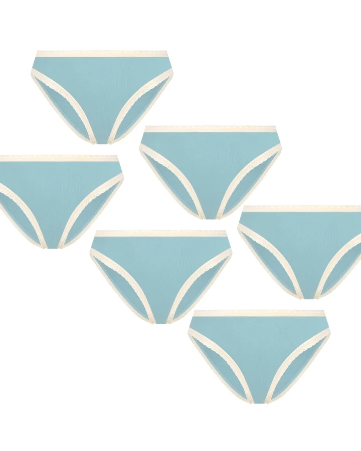 Albero Natur Damen vegan Multipack 6x Slips Mit Spitze Grau Blau