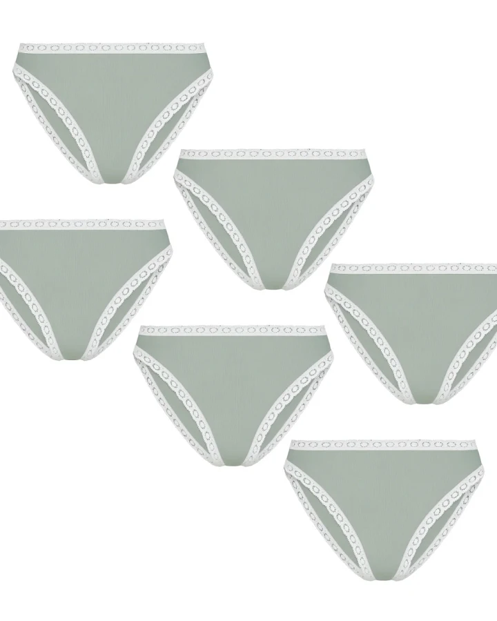 Albero Natur Damen vegan Multipack 6x Slips Mit Spitze Eisberggrün