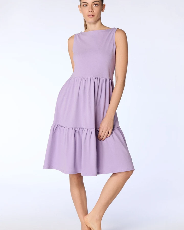 Leela Cotton Damen vegan Kleid Ruffled Viola