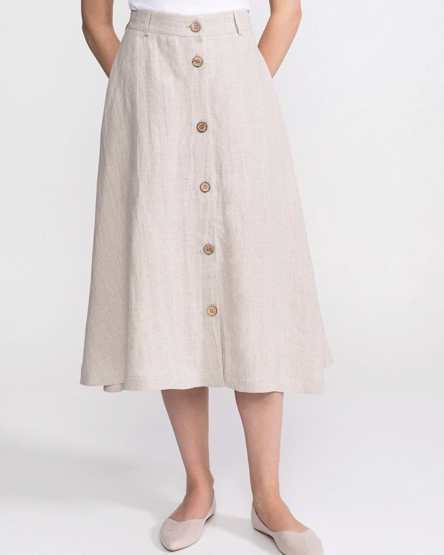 De IONESCU Damen vegan Rock Midi Beige – Ansicht 2