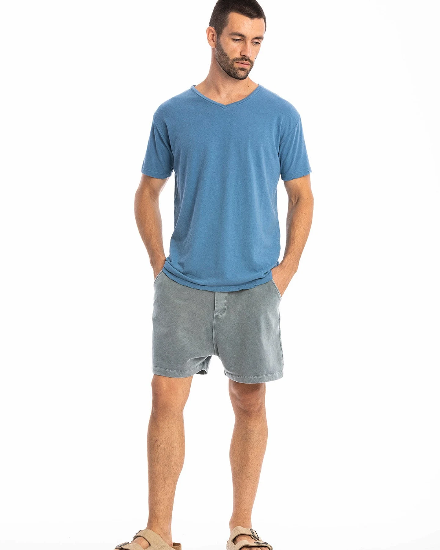 RAVENS VIEW IBIZA Herren vegan T-Shirt Azure V-Ausschnitt Maui Blau – Ansicht 2