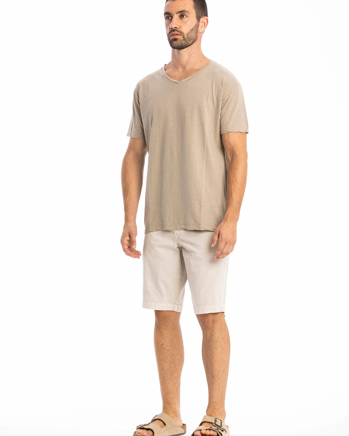 RAVENS VIEW IBIZA Herren vegan T-Shirt Azure V-Ausschnitt Stein – Ansicht 2