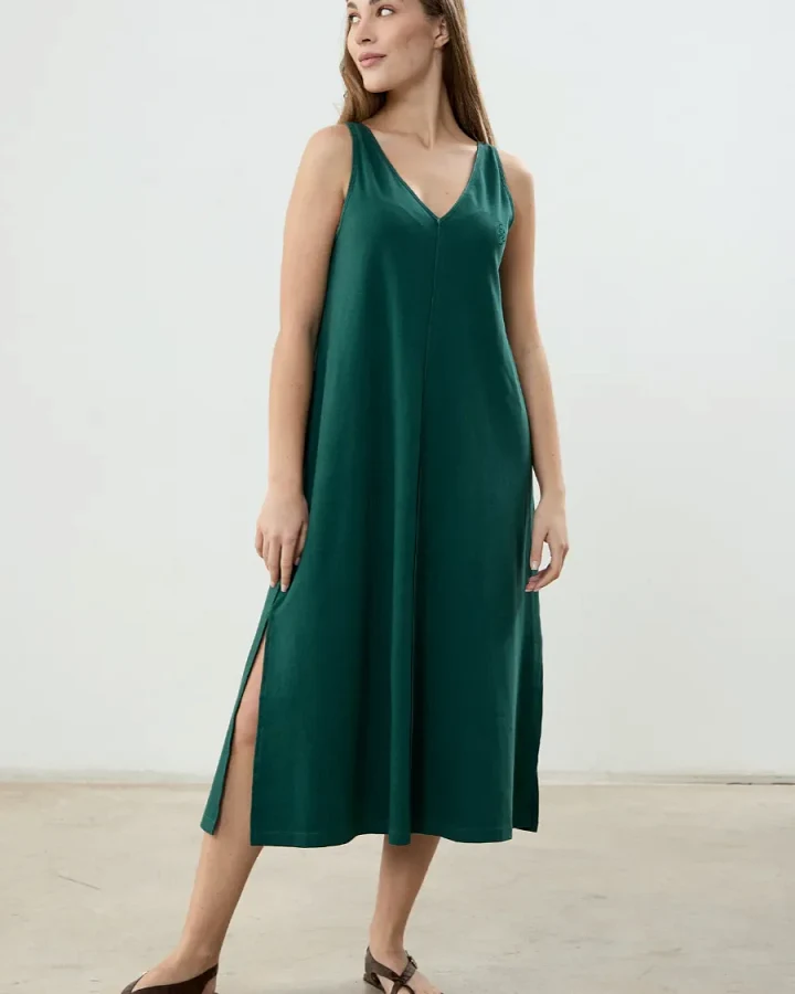 Clotsy Damen vegan Kleid Dafne Green