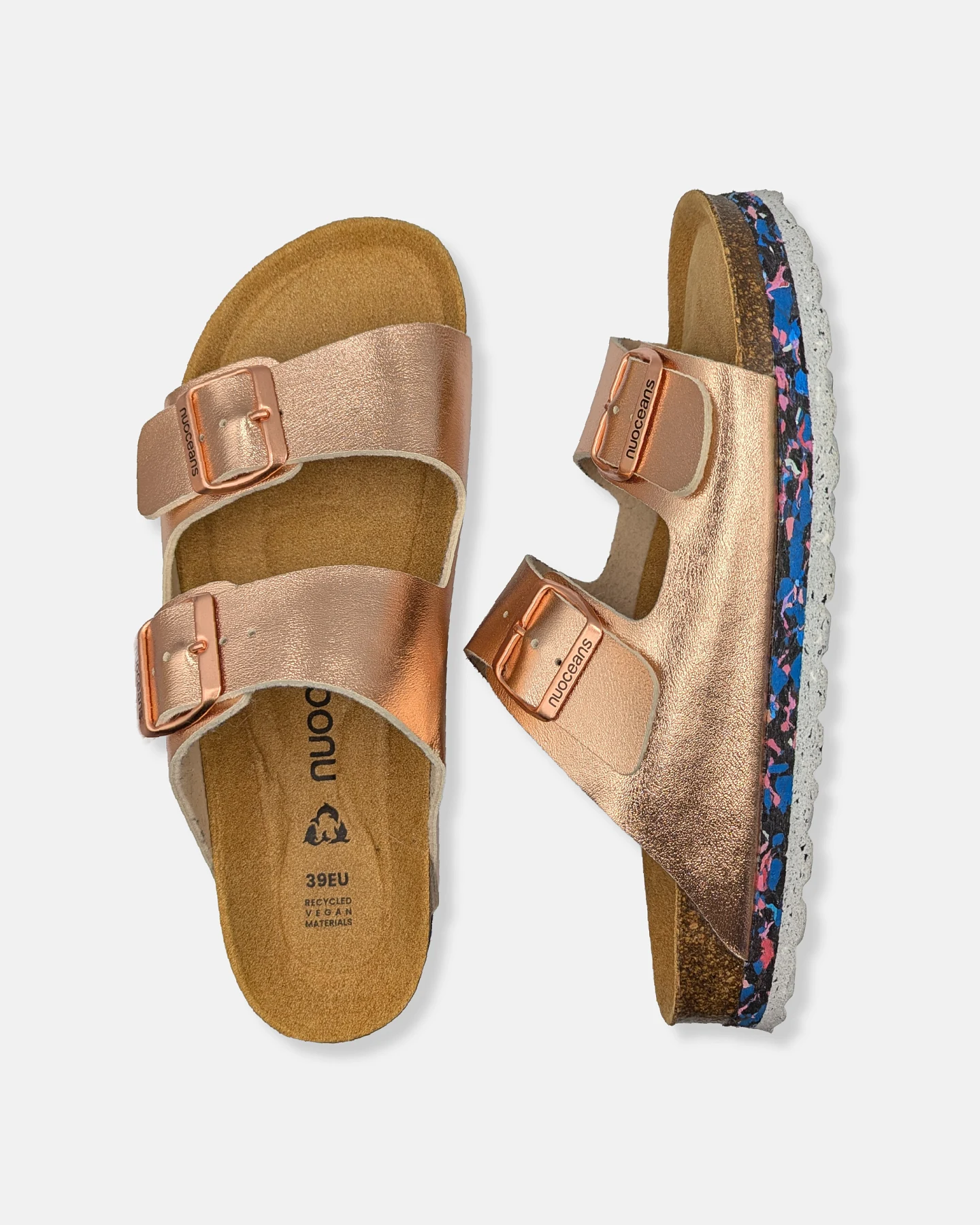 Nuoceans Damen vegan Sandalen Rosig Rose Gold – Ansicht 2