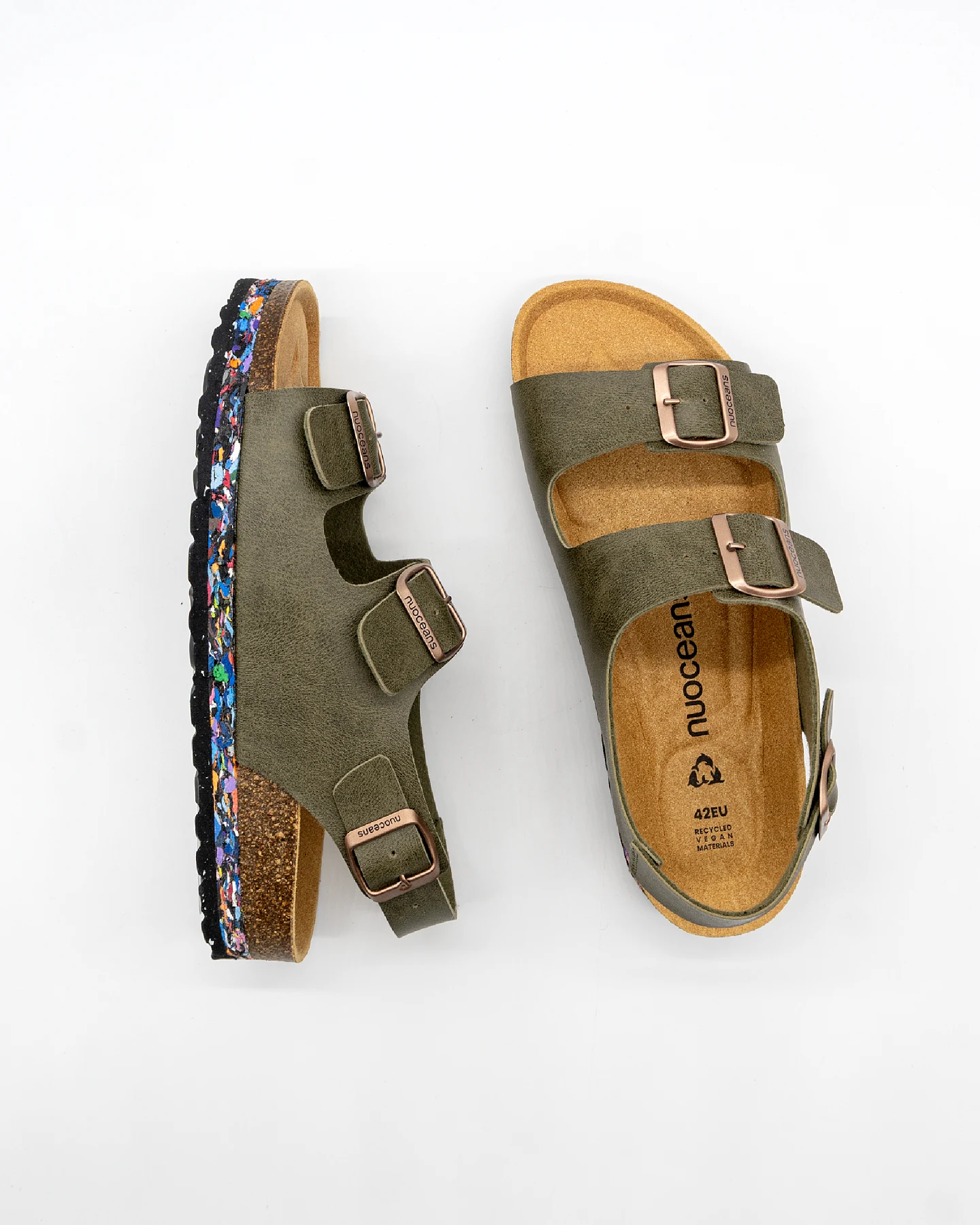 Nuoceans Herren vegan Sandalen Mossy Khaki – Ansicht 2