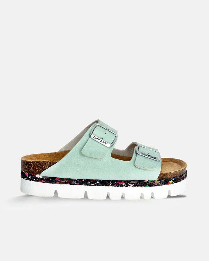 Nuoceans Damen vegan Sandalen Bubbles Aqua Blau