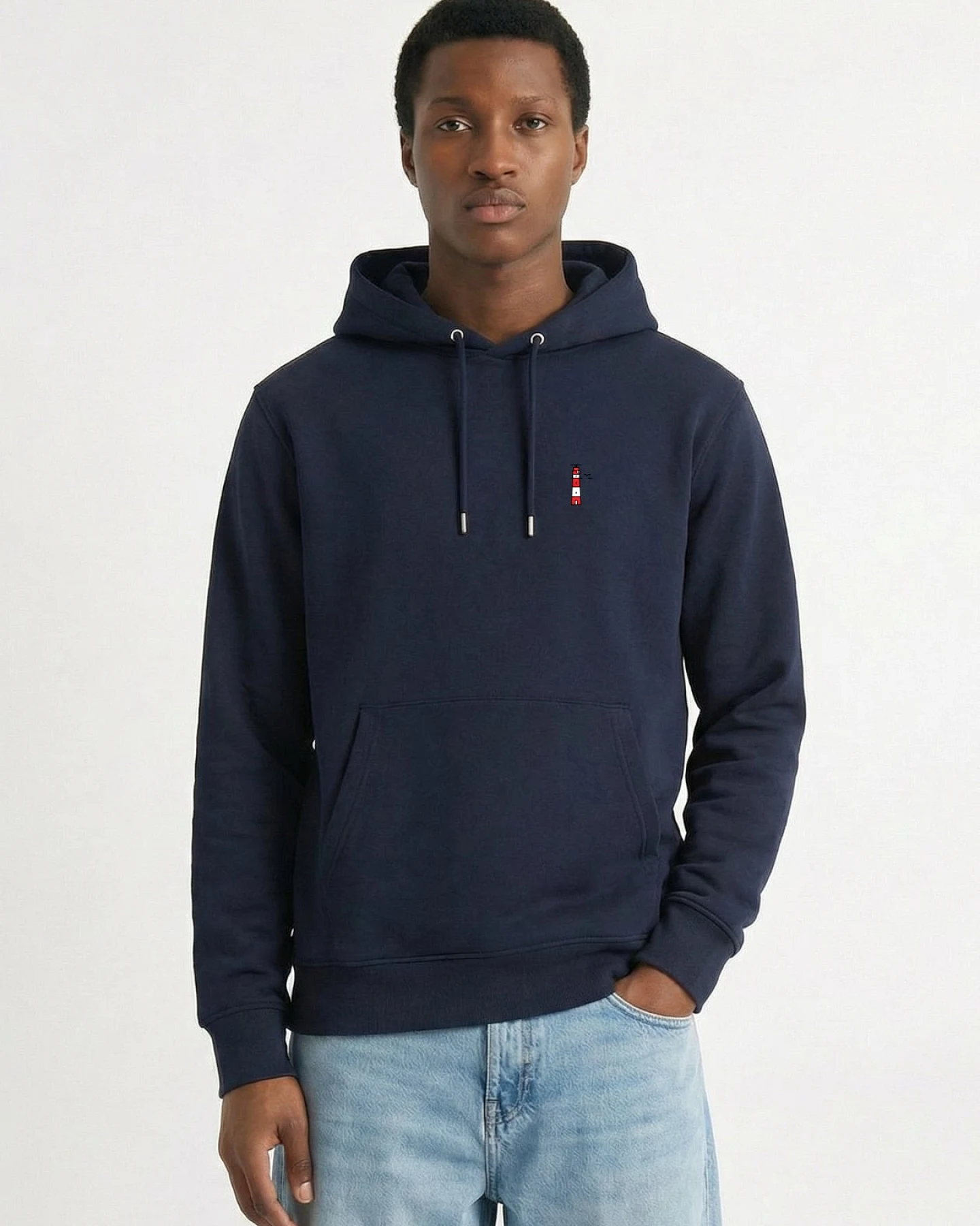 Hafendieb Herren vegan Hoodie Herren Leuchtturm Navy – Ansicht 2
