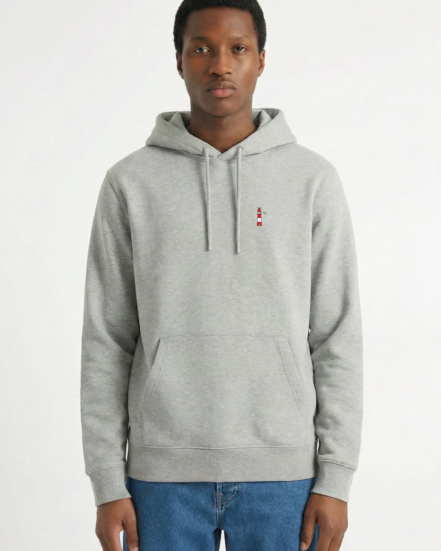 Hafendieb Herren vegan Hoodie Herren Leuchtturm Heather Grey – Ansicht 2