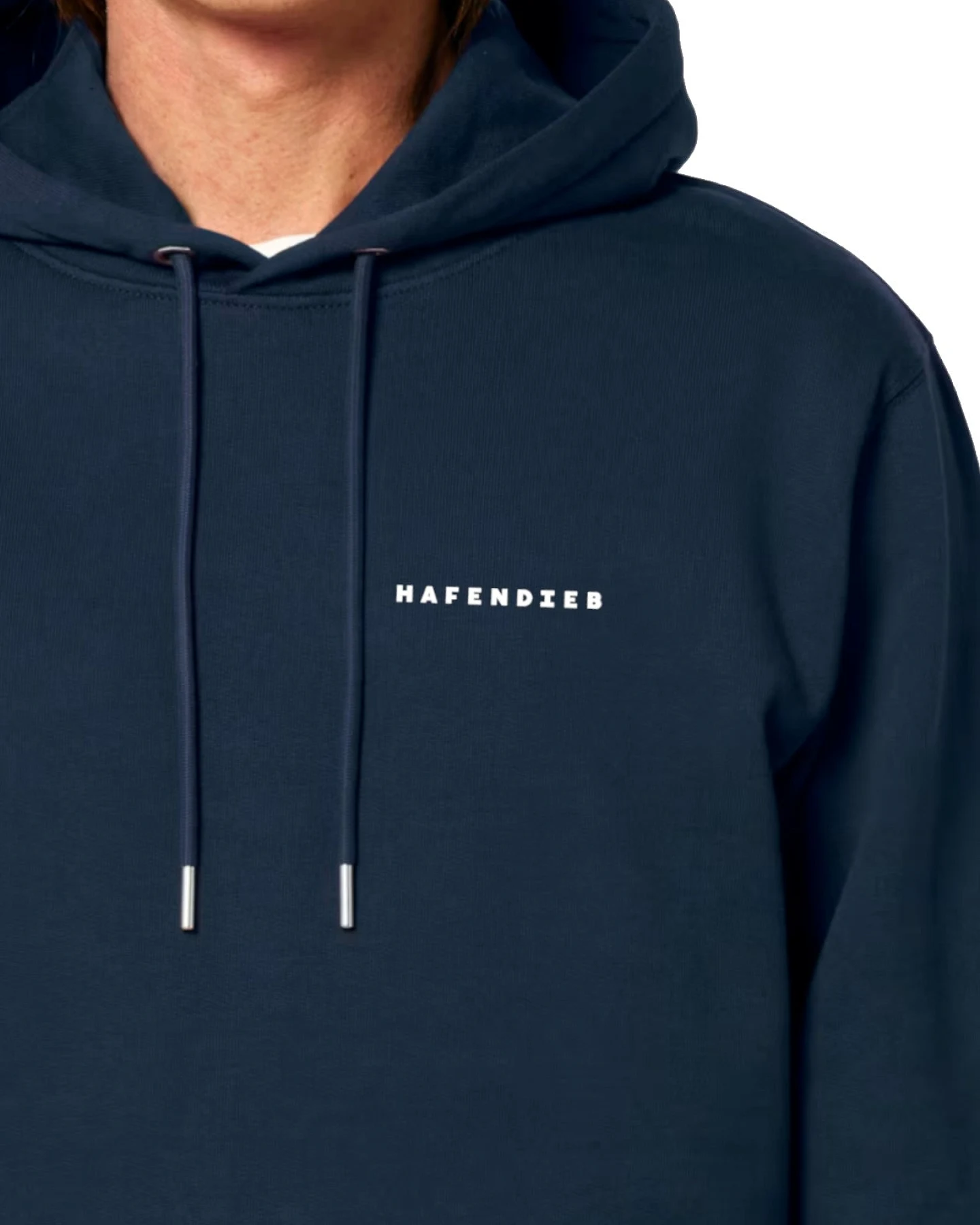 Hafendieb Herren vegan Hoodie Herren Logo Navy – Ansicht 2