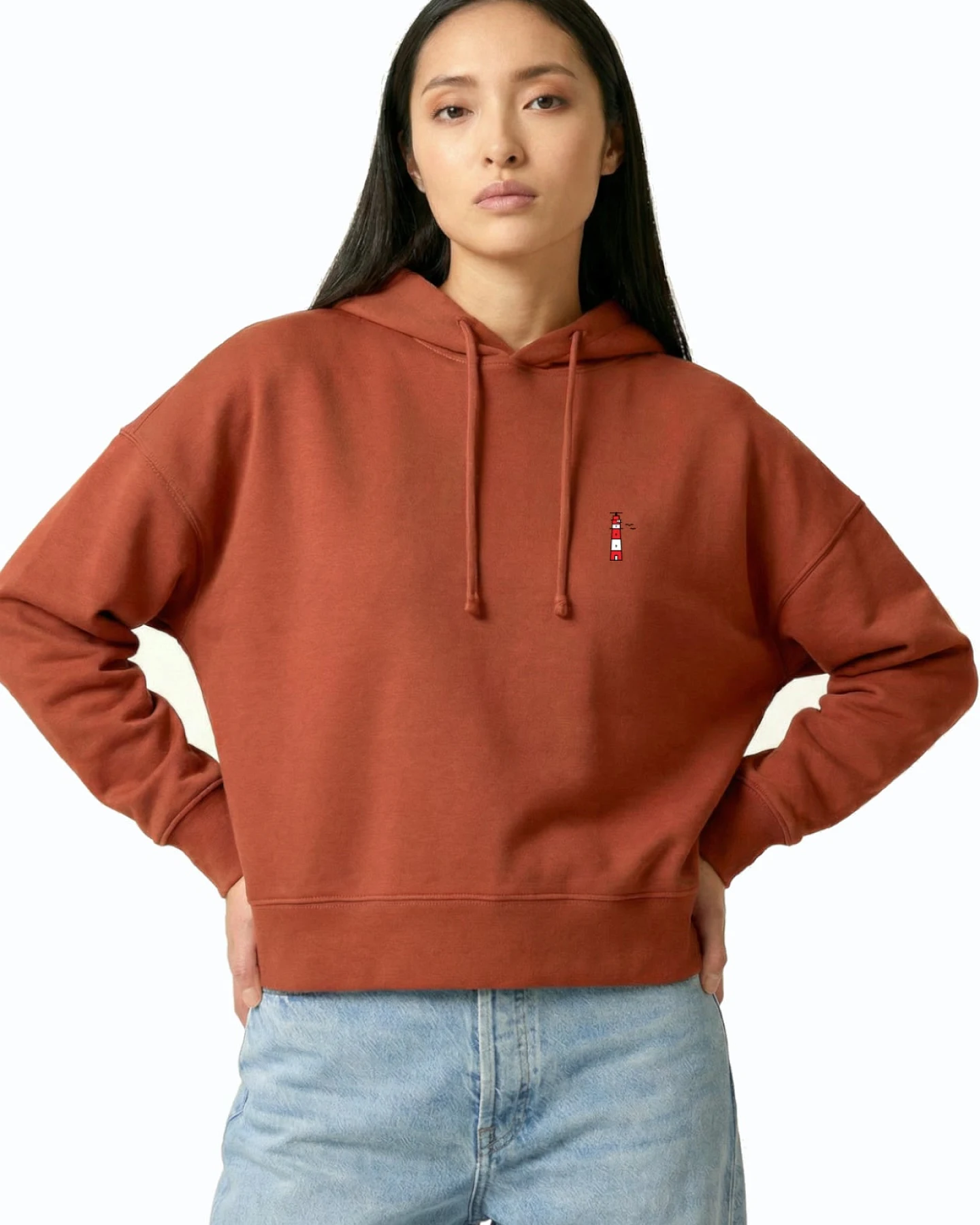 Hafendieb Damen vegan Hoodie Damen Leuchtturm Hellbraun – Ansicht 2