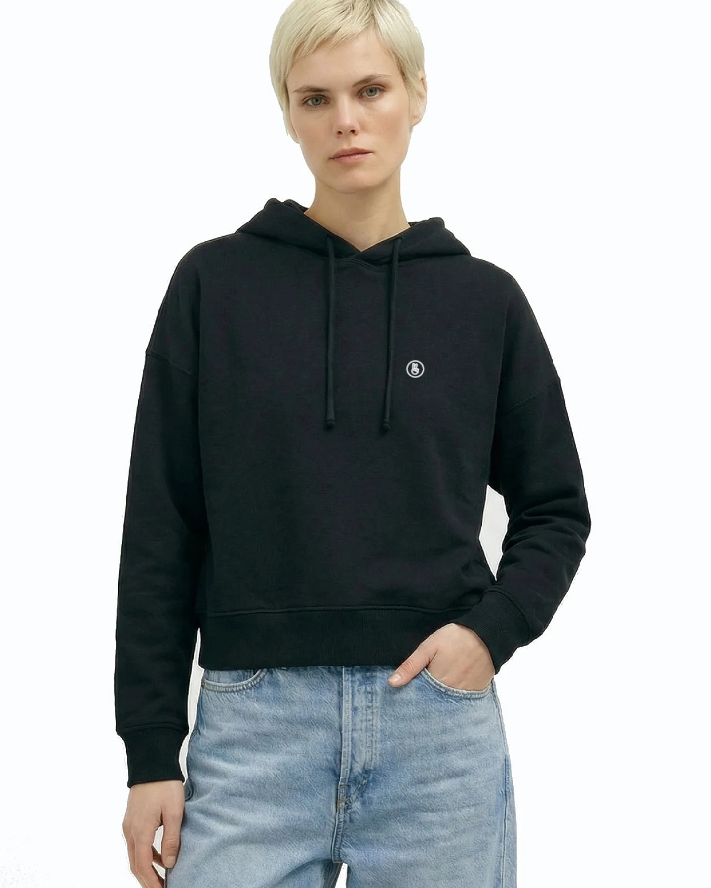 Hafendieb Damen vegan Hoodie Damen Frieden Schwarz – Ansicht 2