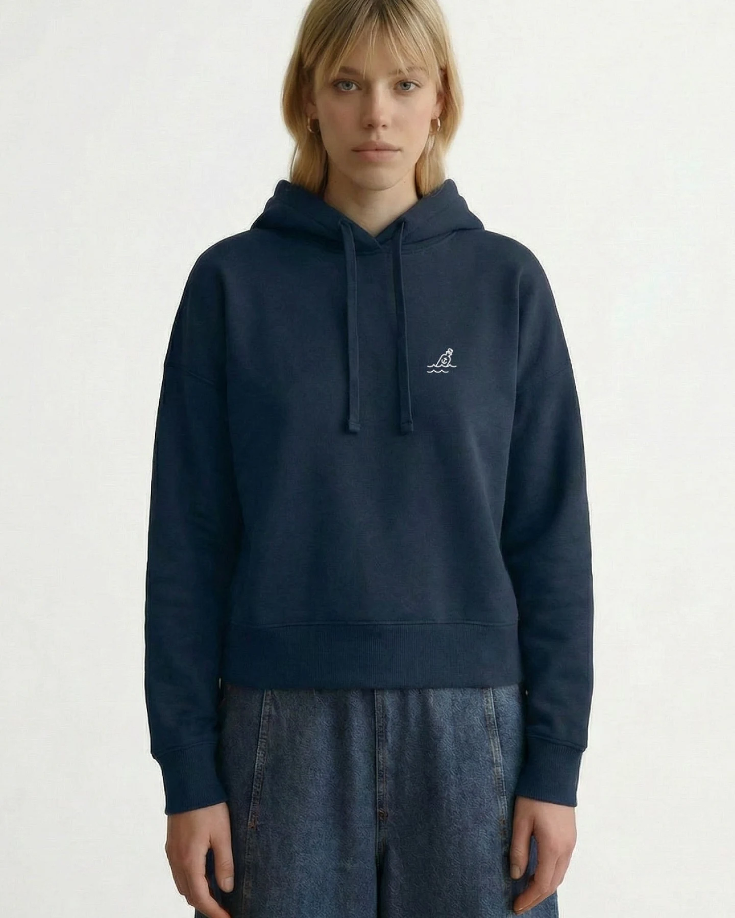 Hafendieb Damen vegan Hoodie Flaschenpost Navy – Ansicht 2