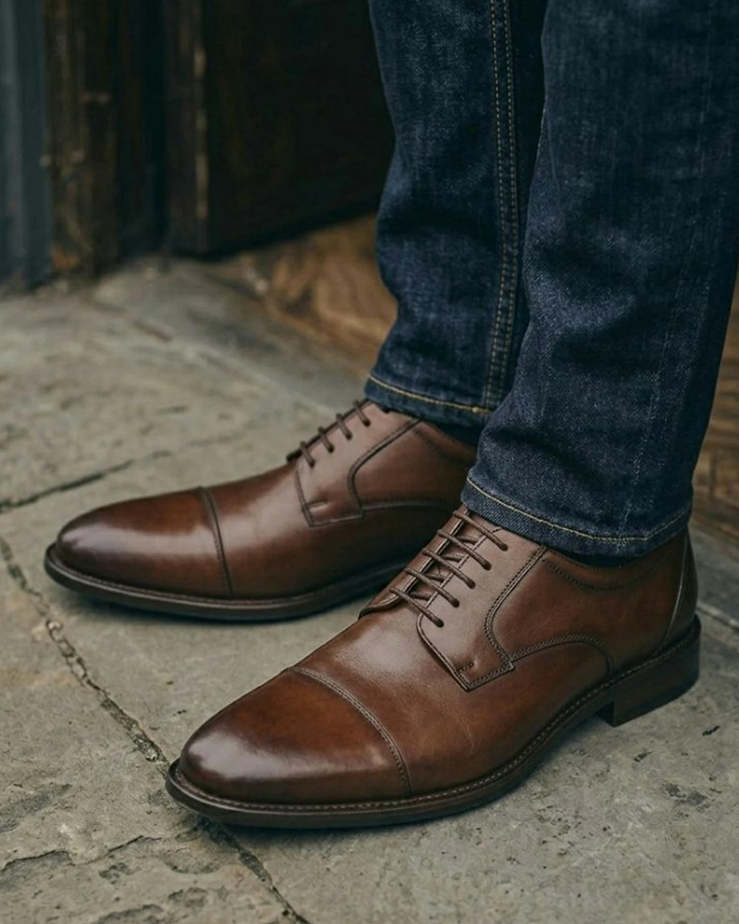 Will's Vegan Store Herren vegan Schuhe Wasserdichte Derbys Walnuss – Ansicht 2
