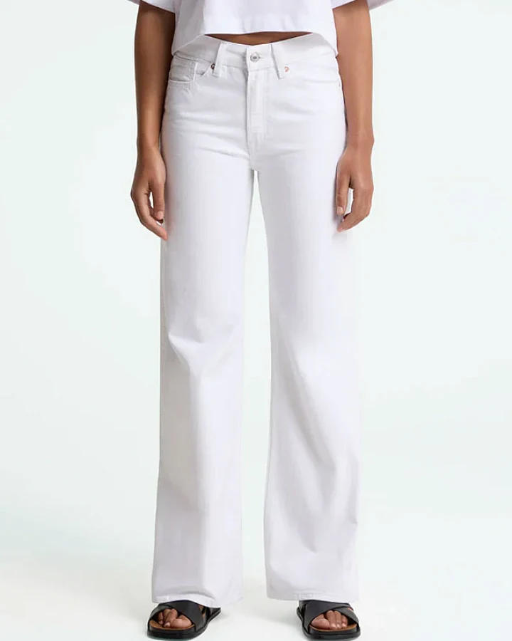 Kings of Indigo Damen vegan Jeans Jane Relaxed Flare Weiß