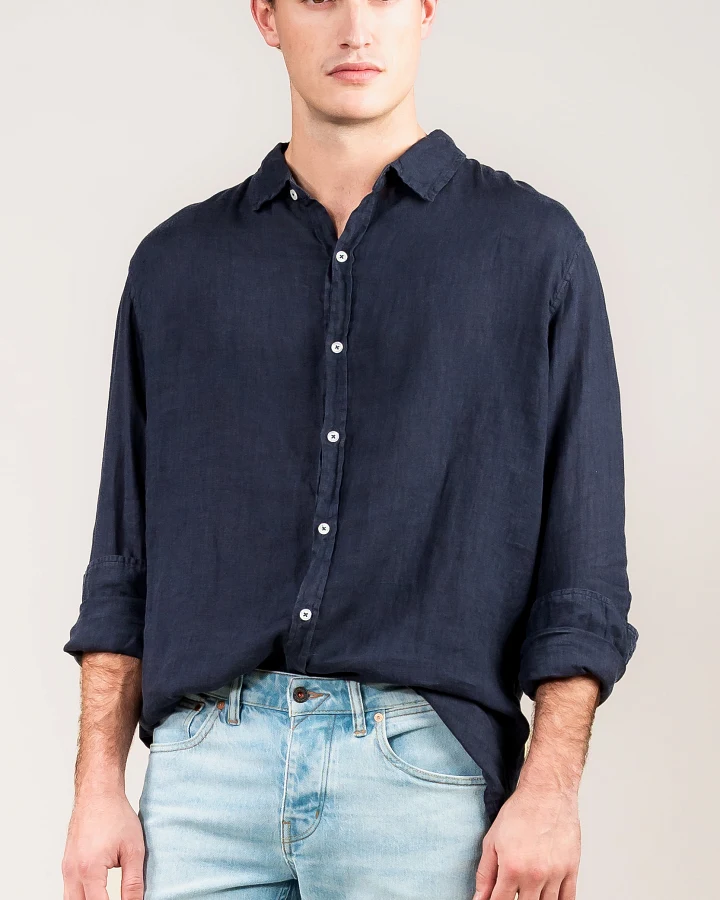 Kuyichi Herren vegan Hemd Milan Mitternachtsblau