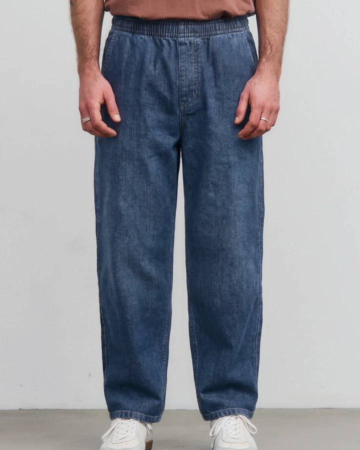 Rotholz Herren vegan Hose Denim Weit Blau